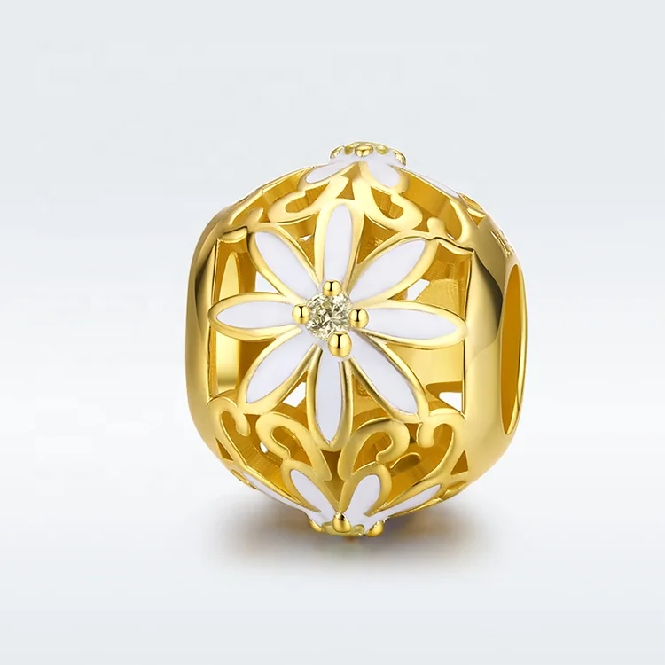 
Quality Gold Plated Jewelry DIY Flower Beads 14k gold filled charms for bracelet 