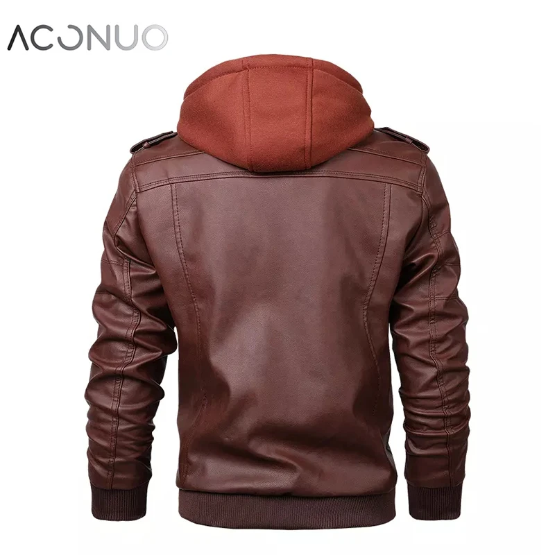 Новый сезон дизайнерская Новая Европейская и американская модная кожаная куртка с капюшоном для мужчин