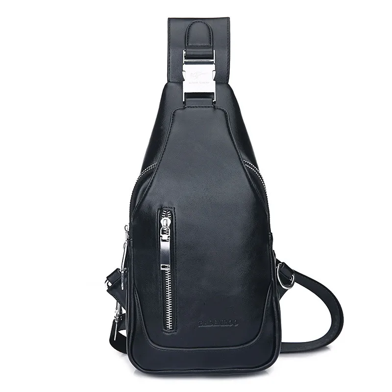 Оптовая продажа, модная простая винтажная Мужская нагрудная сумка из натуральной кожи с USB, мужская сумка через плечо