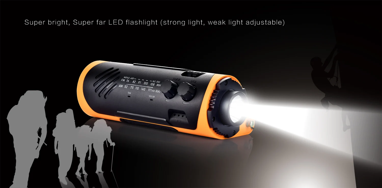 WF-2R01 New manufacture SoS usb rechargeable weather radio fm am hand crank mini solar powered emergency solar portable radio