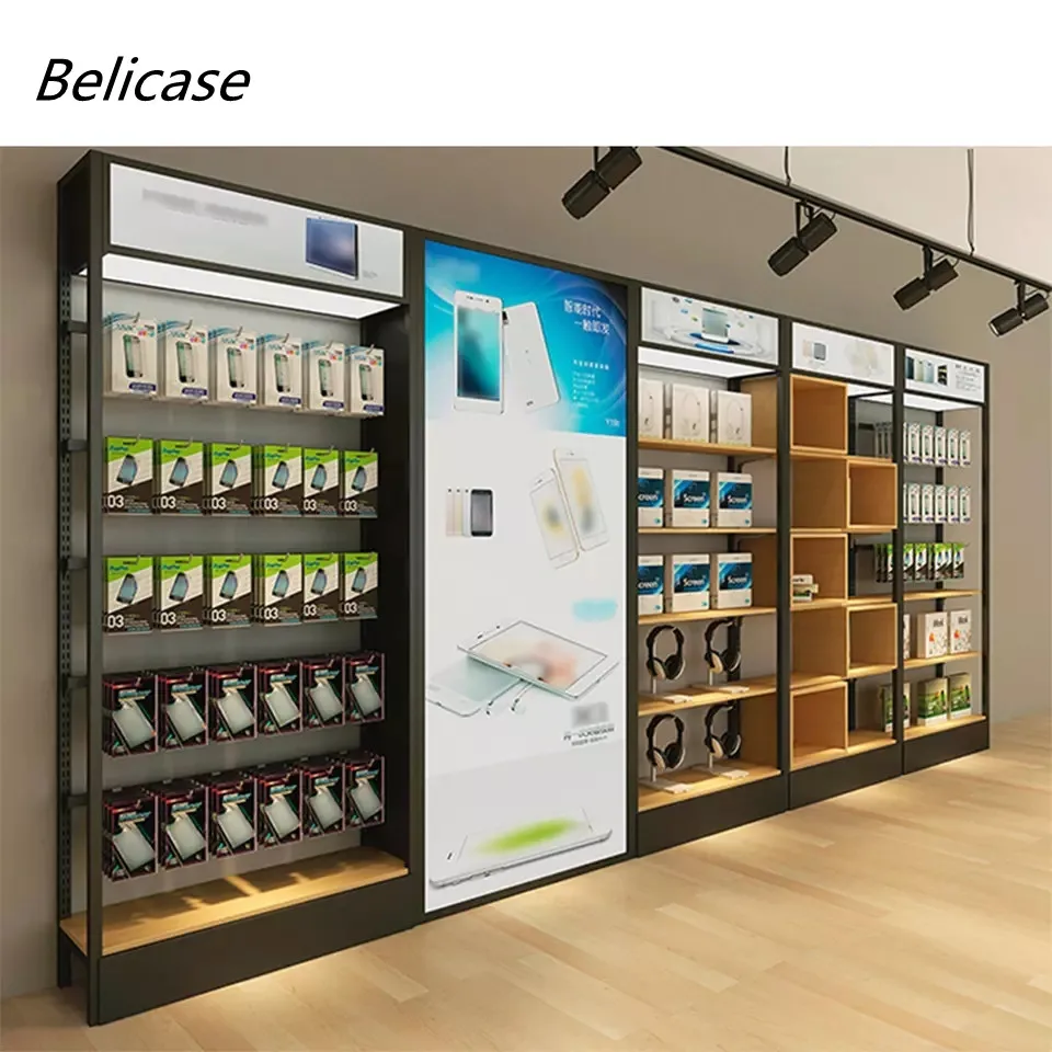 Настенная витрина для аксессуаров телефона украшения магазина мобильных телефонов дизайнерская мебель со светодиодной подсветкой