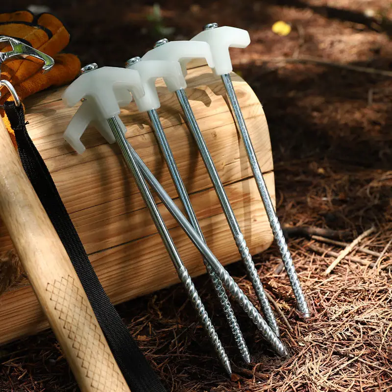 Hot Selling Glow Stainless cast iron Pegs For Camping Tent Peg Hiking Travel Kits Heavy Duty Tent Peg Camp Accessories