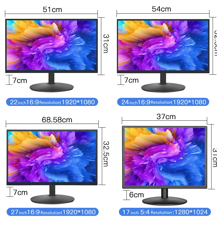 WEIER monitor 19 inches 75hz curved PC screens display desktop computer CCTV monitors
