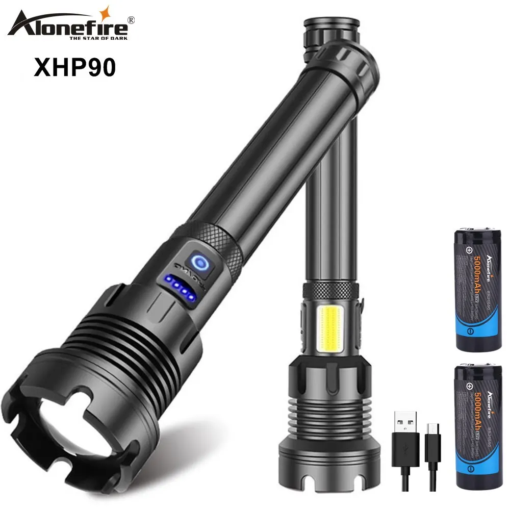  Светодиодный фонарик Alonefire H54 XHP90 мощный зуммируемый COB фонарь с зарядкой через Usb Ультраяркий уличный для охоты и