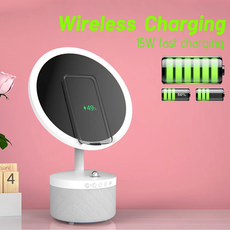 New Design Premium Smart LED Makeup with Bluetooth Speaker and Wireless Charging Features