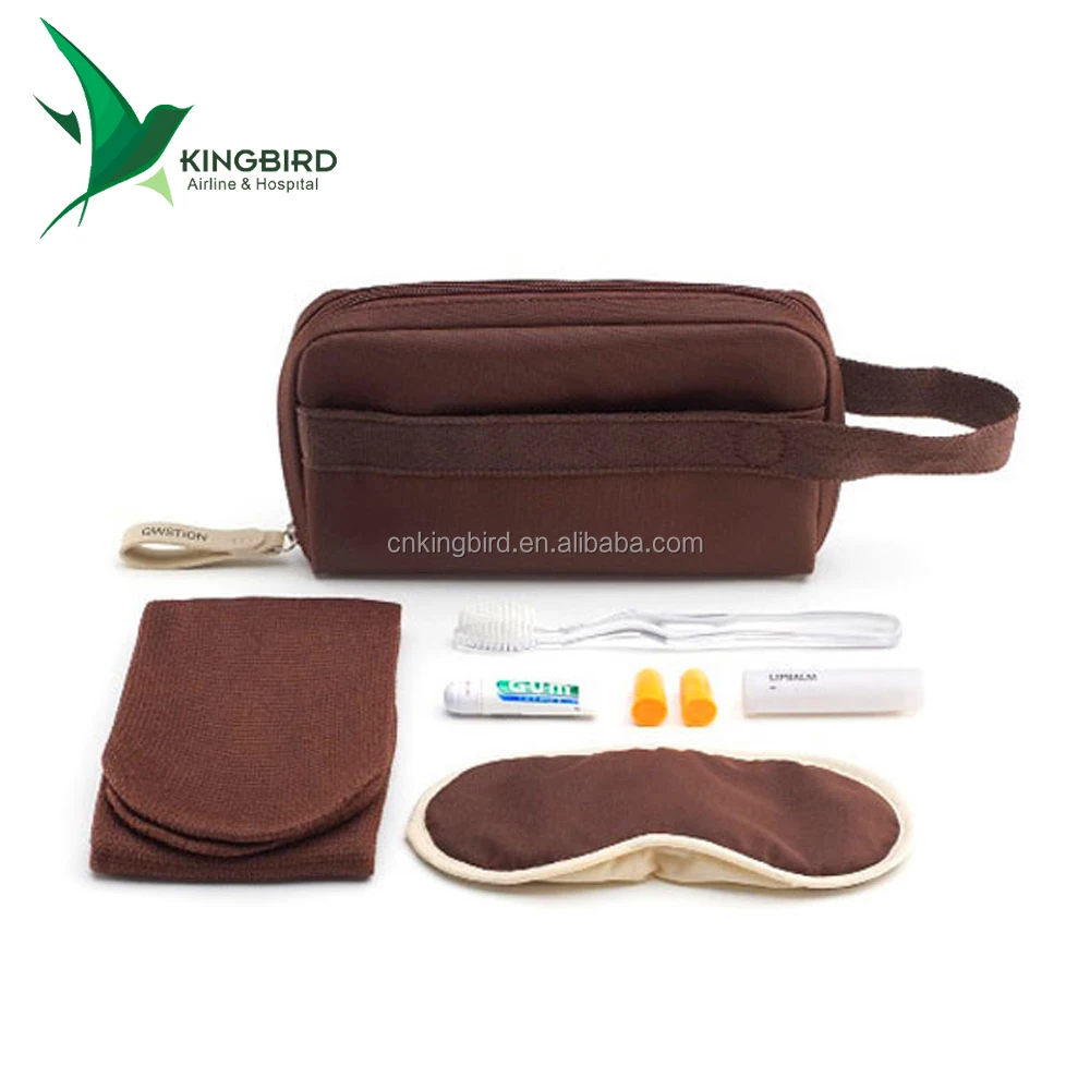 Black First Class Inflight Amenity Kit for Travel Airplane Business Travel