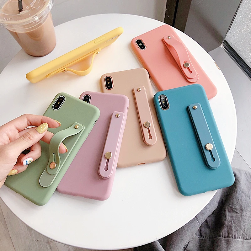 Soft Frosted TPU Blank Case with Wrist Band Cell Phone Case Wholesale Matte TPU Back Cover for iPhone X/xs max