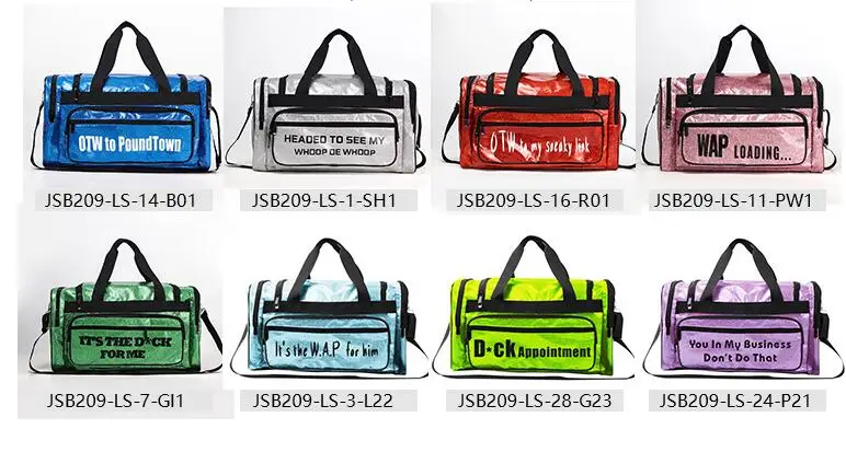 Wholesale Glitter Spinnanight Duffel Bag Custom Ladies Spend The Night Bling Bag Large Sneaky Link Bags Custom Logo Women 2022