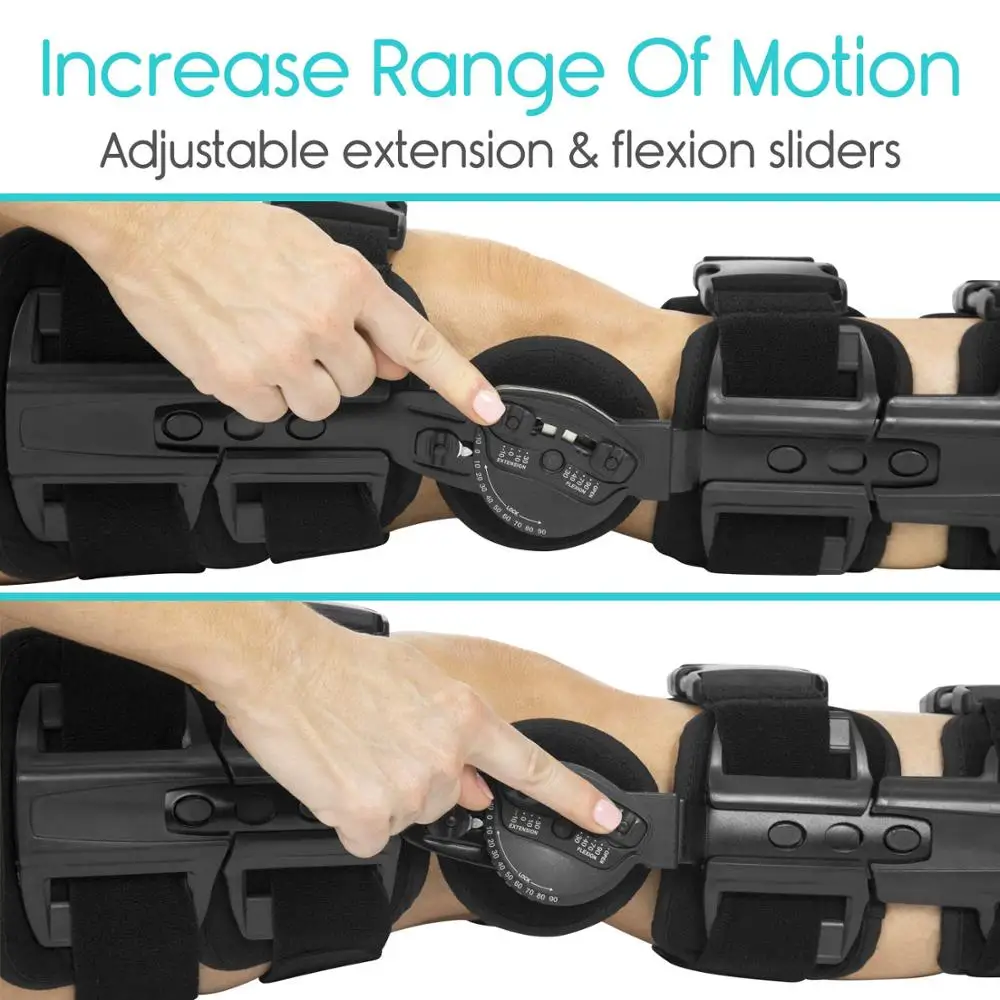 
Medical Post Op Orthopedic Hinged Knee Brace Adjustable Rom Knee Support Immobilizer for ACL, MCL & PCL Injury 