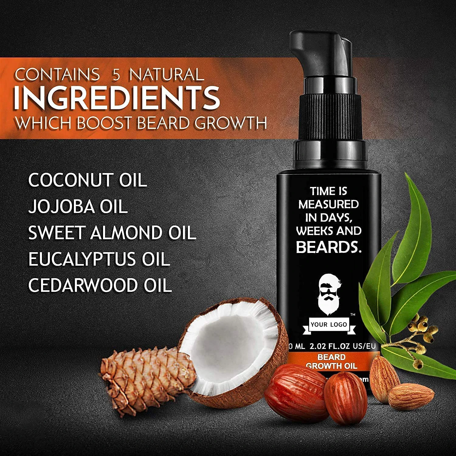 100% Natural Organic Vegan Softens Beard Growth Oil Strengthens Private Label Professional Mens Beard Care for Man