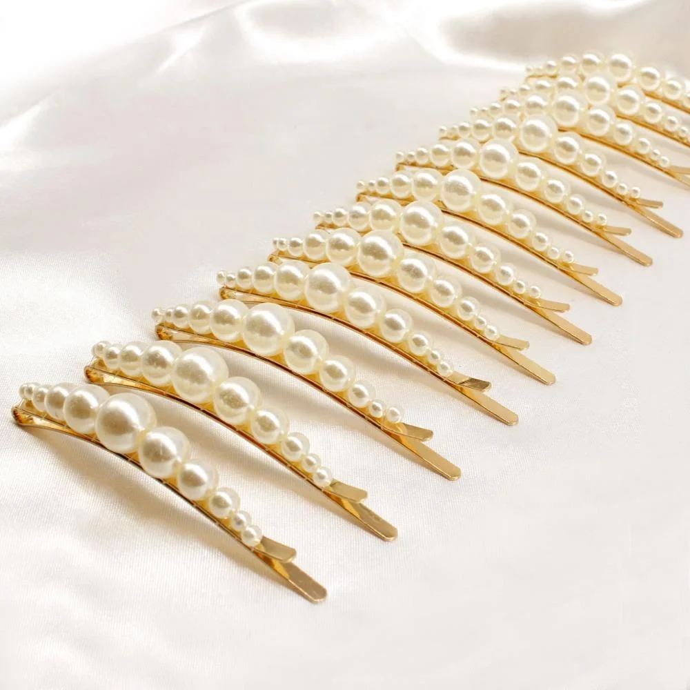 pearl hairpin Korea Japan Trendy Metal Simulated Pearl Acetate Hair Clip for Women Girl Wedding Party Hair Accessories Jewelry