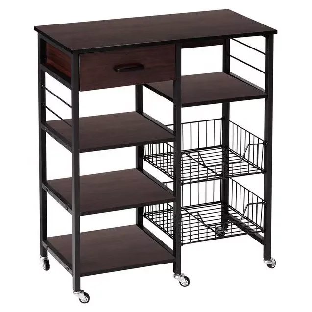 wooden rolling storage kitchen trolley wheels island cart with drawers mobile food kitchen cart