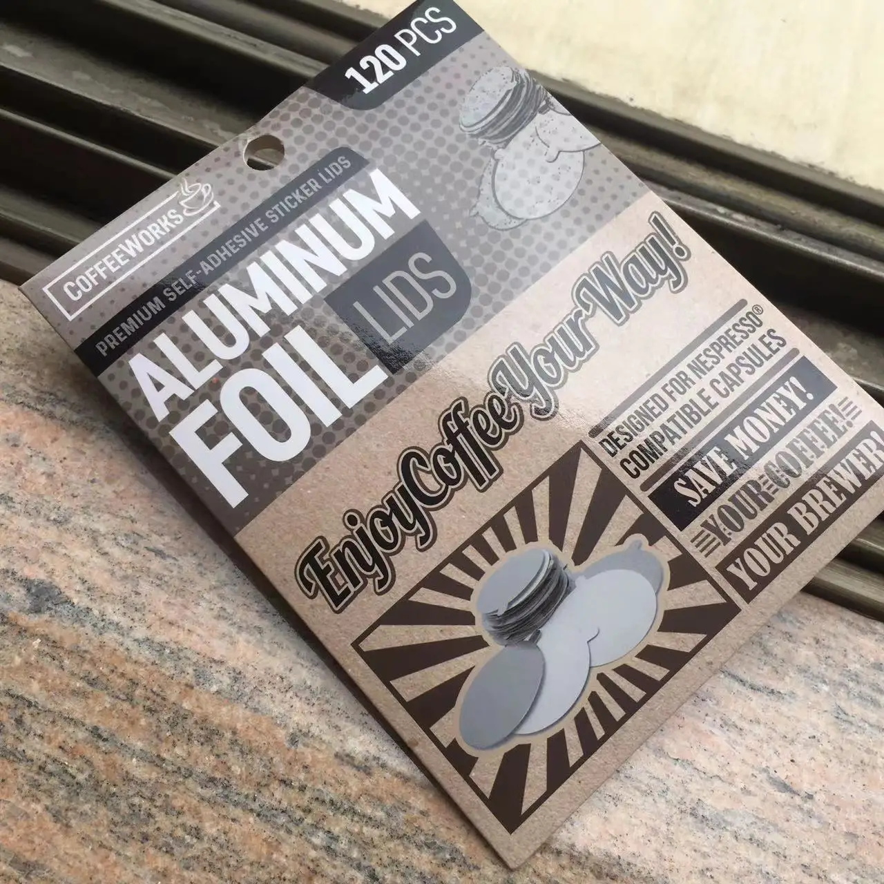 Оптовая продажа, самоклеящаяся крышка из фольги для кофейной капсулы nespresso