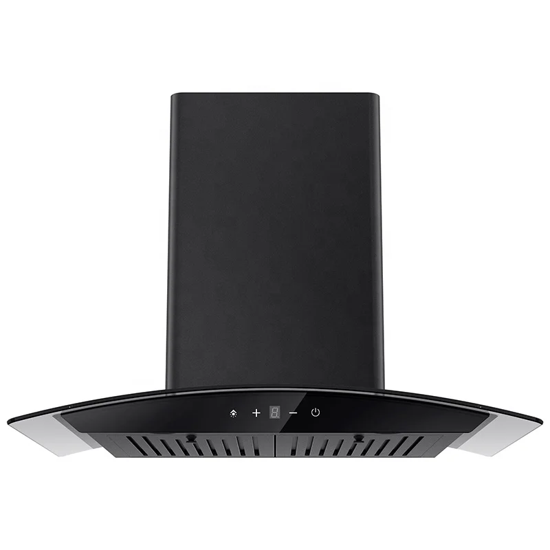Wholesale Super Suction Top Suction Range Hood 600mm Curved Glass Kitchen Chimney