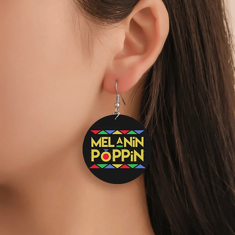 Меланин Poppin афро Сила Кулак узор черный жизни материя печать ювелирные изделия африканские деревянные