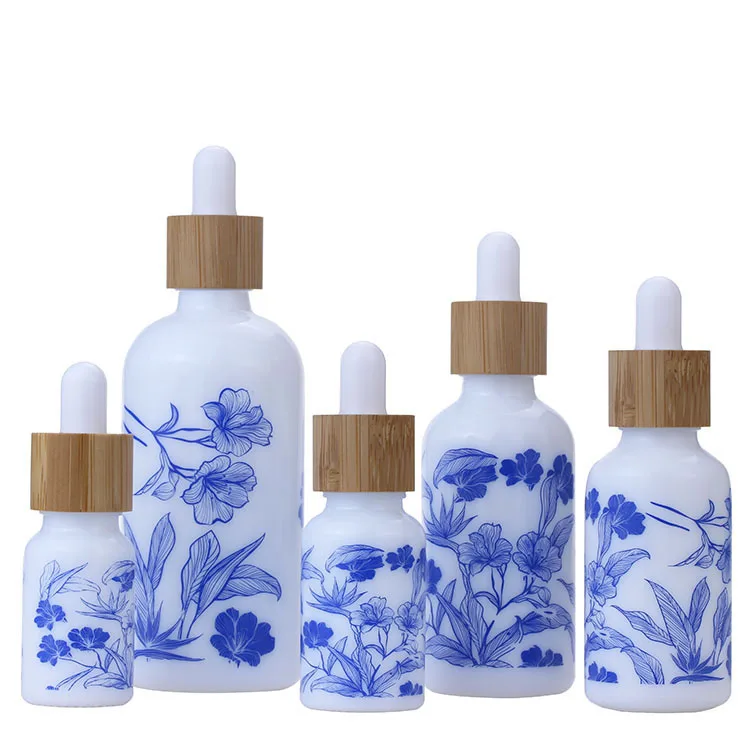 Customization White Pipette Drop Glass Essential Oil Bottle with Dropper for Cosmetic Serum Essence