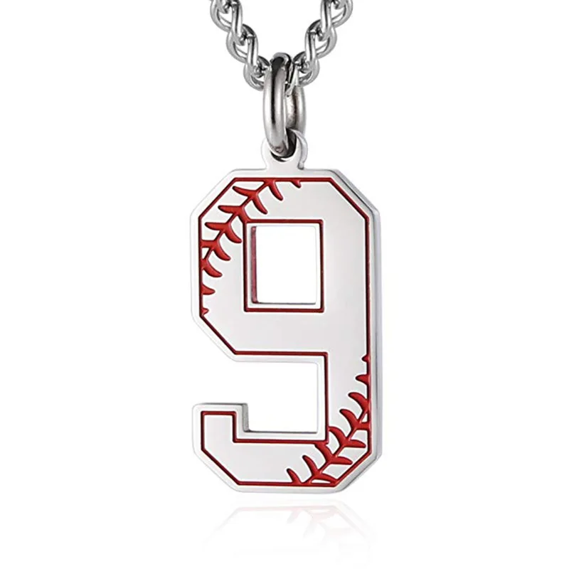 Fashion Baseball Number Necklace Stainless Steel Jewelry for Women Men