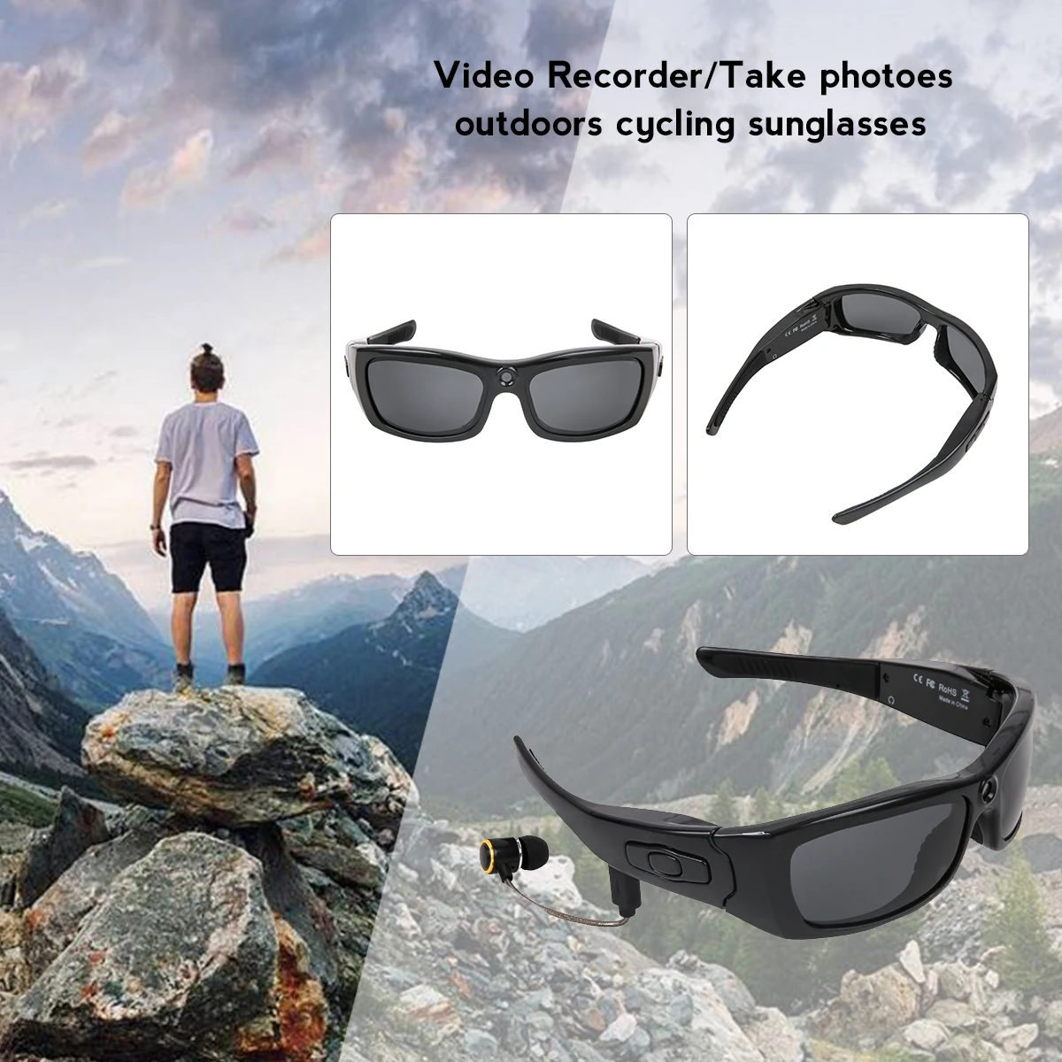 1080P HD Blue Tooth Wireless Camera Glasses Video Recording Eye Glasses Camera