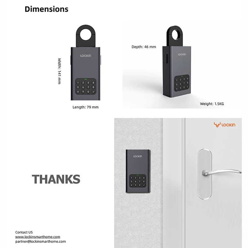 Tuya APP Connected Loock Lockin L1 Waterproof Smart Key Safe Lock Box Key Storage Wall Mounted Remote Password Control Lockbox