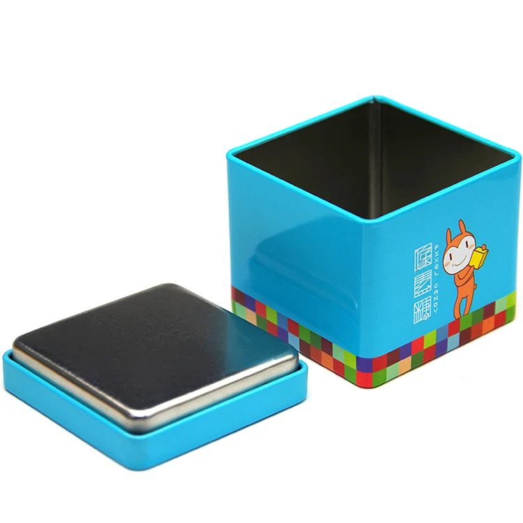 Wholesale Customized Luxury Toys Packing Square Shape Gift Cube Embossed Tin Box For Kids