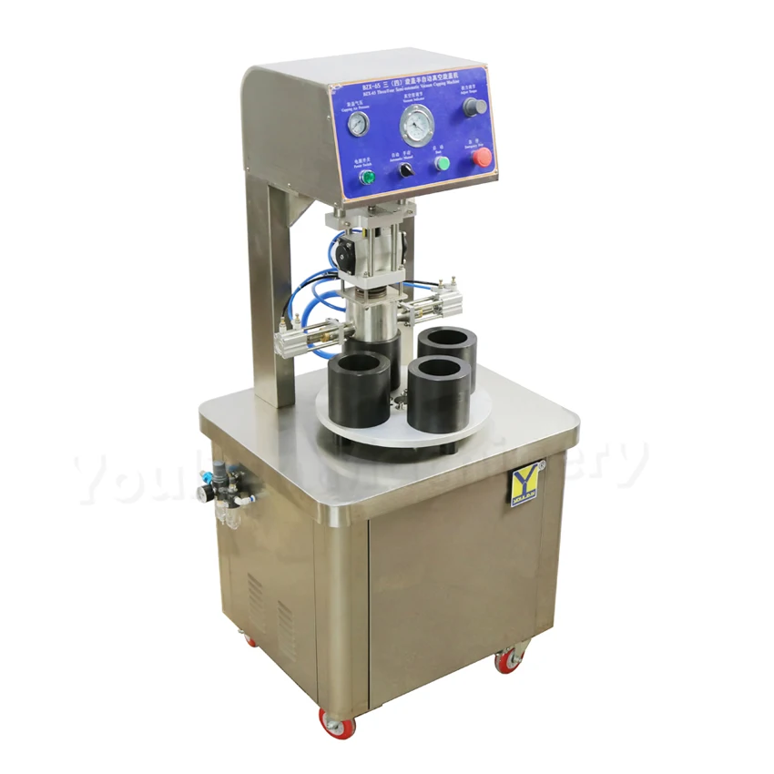 BZX-65-4 Semi Automatic Pneumatic Capper Twist Off Glass Jar Bottle Cap Vacuum Capping Machine