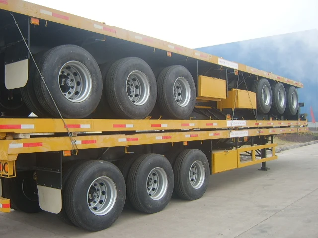 truck trailer  High quality flatbed truck trailer with super thick tires for transporting cranes