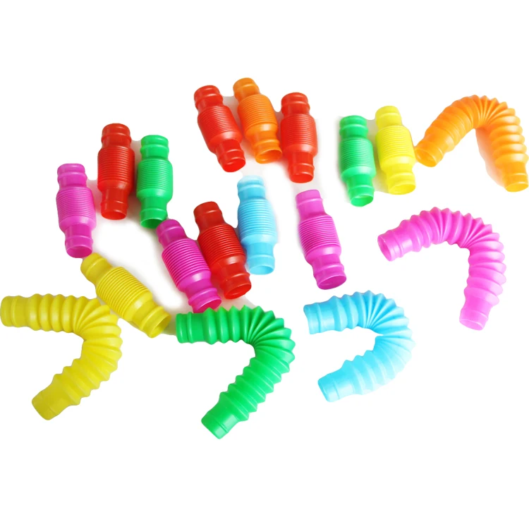 Colorful stretch plastic mini Pop Tube DIY Building Fidget Pipe Toy