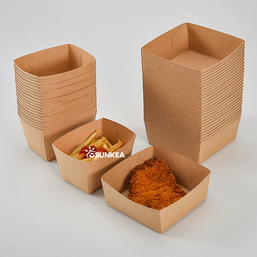 Wholesale Disposable Take Away Food Grade High Quality Customized LOGO Printing paper food tray