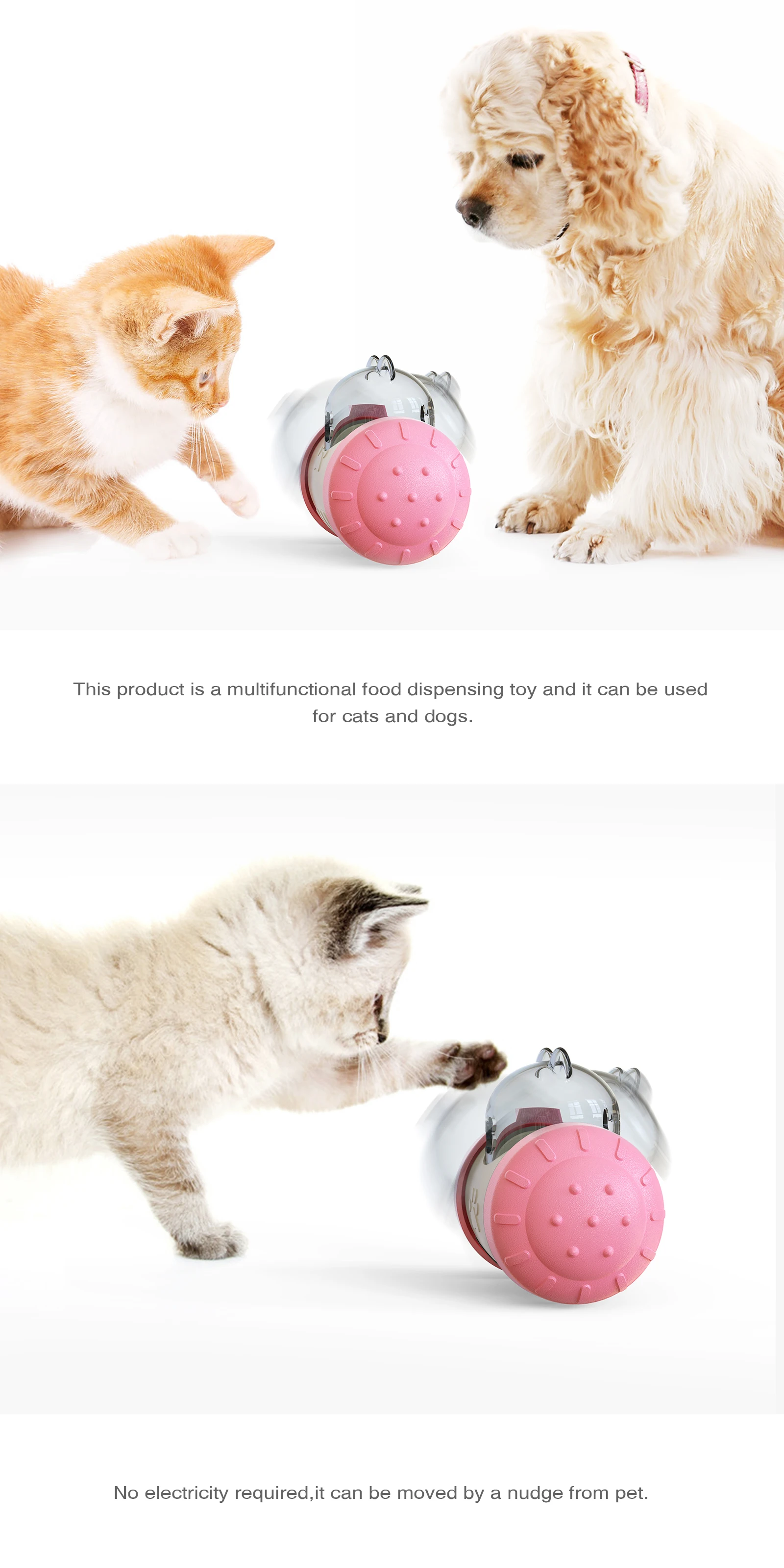 Multifunctional balanced cat and dog interactive toy with missing food  Pink