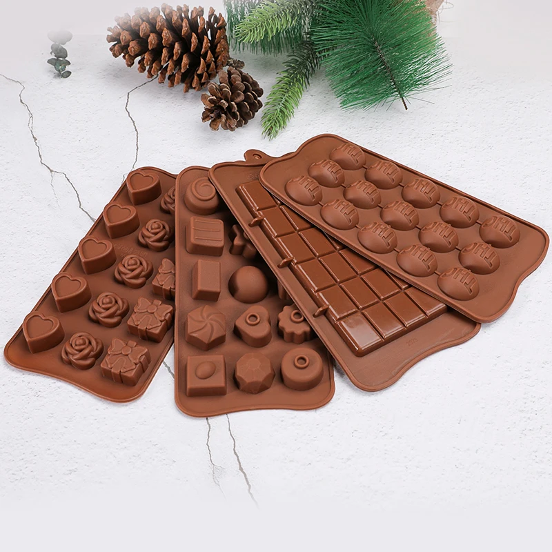 Factory direct price 15 cavities custom chocolate mold 3D heart flower and gift shape chocolate moulds heart for kids