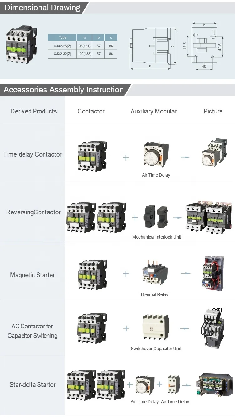 CJX2-3210 32A ac3 ac4 contactor ac magnetic contactor 3 pole 3 phase 24v 36v 110v 220v 380v 440v coil IEC gb14048.4 AOASIS
