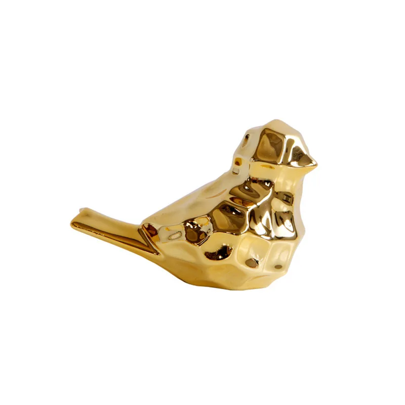 
Creative Abstract Style Modern Ceramic Ornaments European Gold Bird Shape Desktop Home Decoration For Sale 