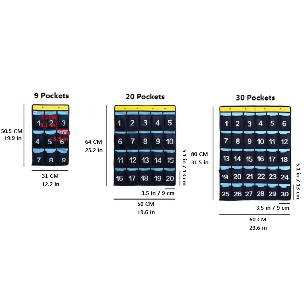 Pocket Chart For Cell Phones with 30 pockets Hanging Cell Phone Organizer for Classroom or Office