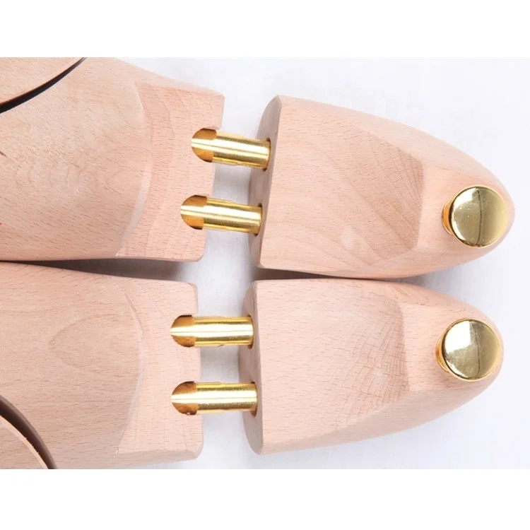 LM036 Twin Tube Adjustable Natural Color Beech Wood Shoe Trees Mens