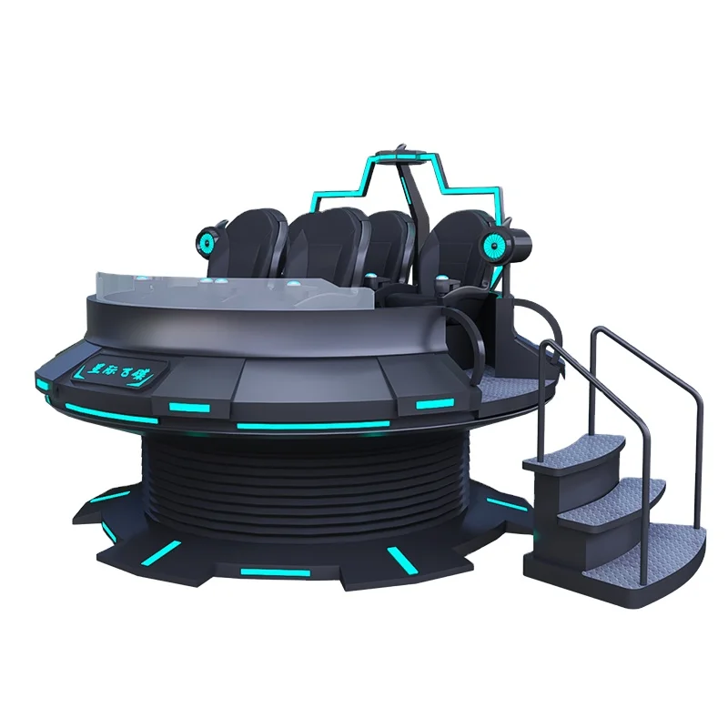 2024 newest 3D VR UFO Flying Saucer family 5 seats 360 degree amusement 9d virtual reality flight simulator for adults