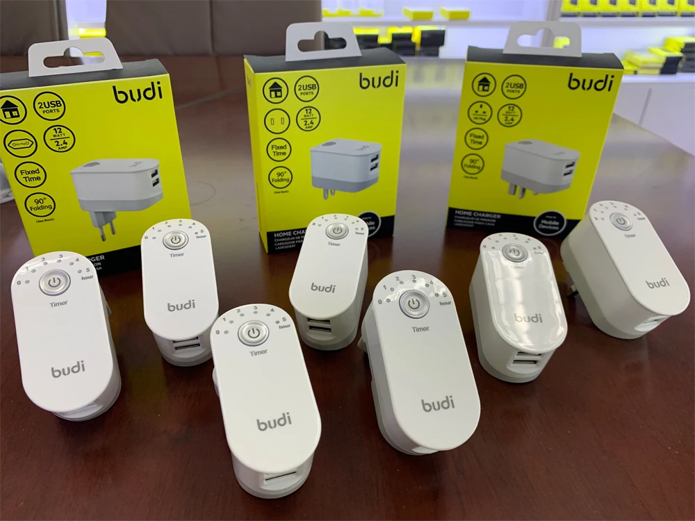 
Multi phone travel charger Led indicated 5v2.4a dual usb charger Timer 1 to 5H on/off time switching auto shut off power adapter 