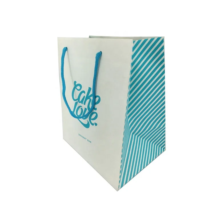 Branded Cake shop shopping bags with twist cotton handle name brand shopping bags Foldable baking paper bags