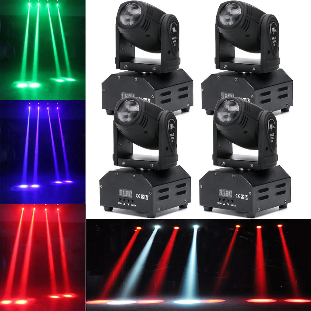  U`King Mini LED RGBW (4 in 1) 10W Import Beads 11/13CH Shaking Head Stage Light DMX512 Voice-activated