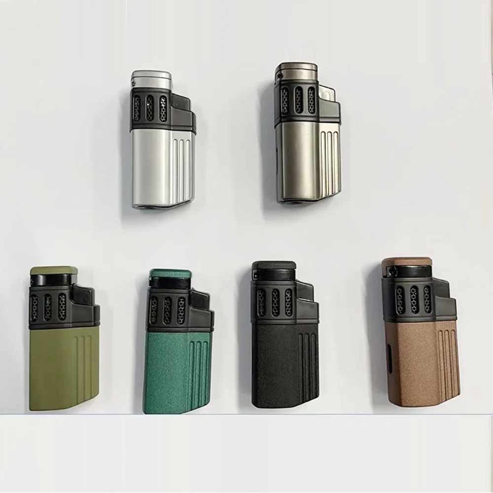 4 flame lighter custom logo metal lighter Straight flame gas flame lighter for smoking cigarette