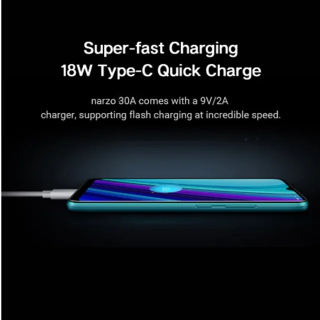 
realme Narzo 30A Global Version Smartphone 4GB 64GB Helio G85 6.5 Inch Fullscreen 13MP AI Dual Camera 6000mAh 18W Quick Charge 