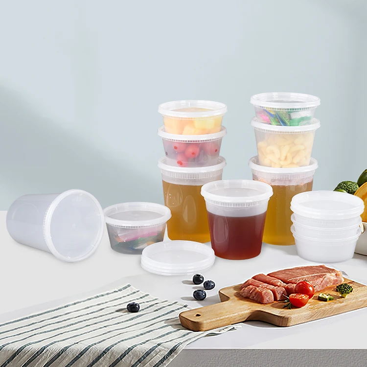 8oz 12oz 16oz 24oz 32oz Plastic Disposable Food Storage Soup Containers, Leakproof Deli Containers With Lids