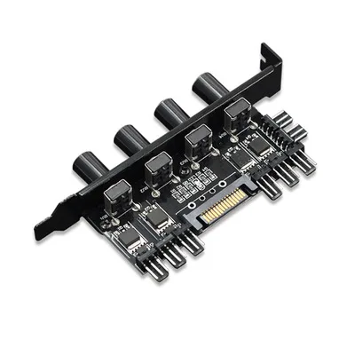 12V Computer Case Fan Hub Regulator 8 Way 4 Knob SATA/3Pin Speed Controller Fan Control cooling fan hub