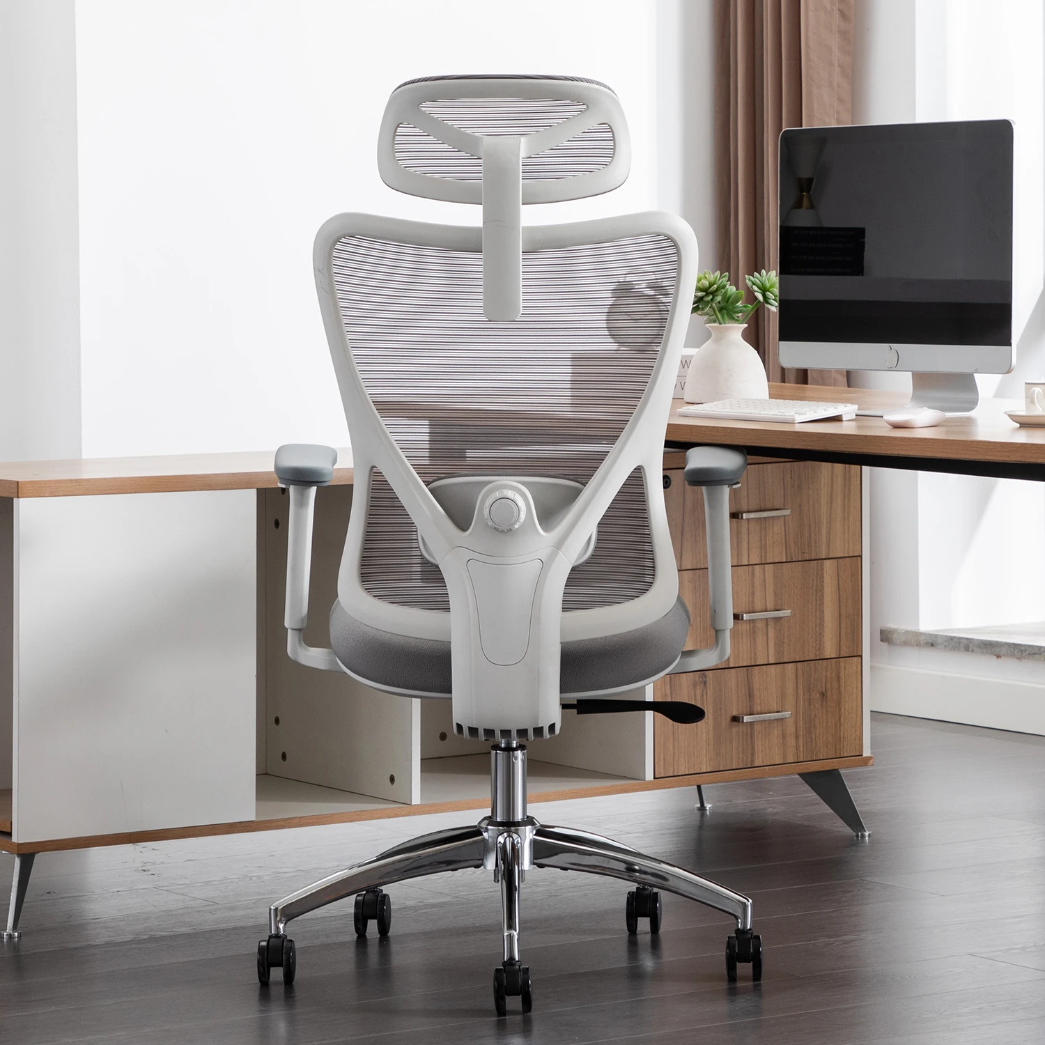 Best Selling Grey Mesh Computer 2d Lumbar Support Cheap Home Tall Reclining 125 degree lumbar support Office Chair Big Ergonomic