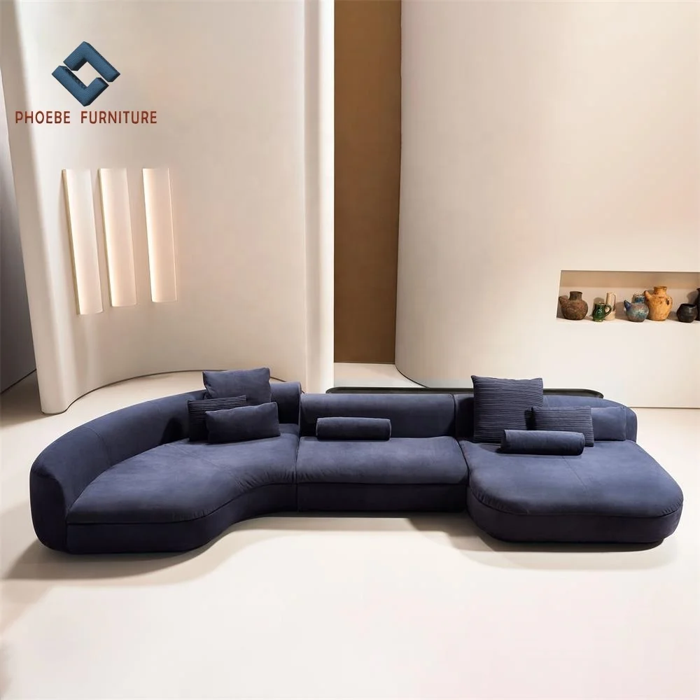 European sectional genuine leather half moon sofas living room made in guangdong