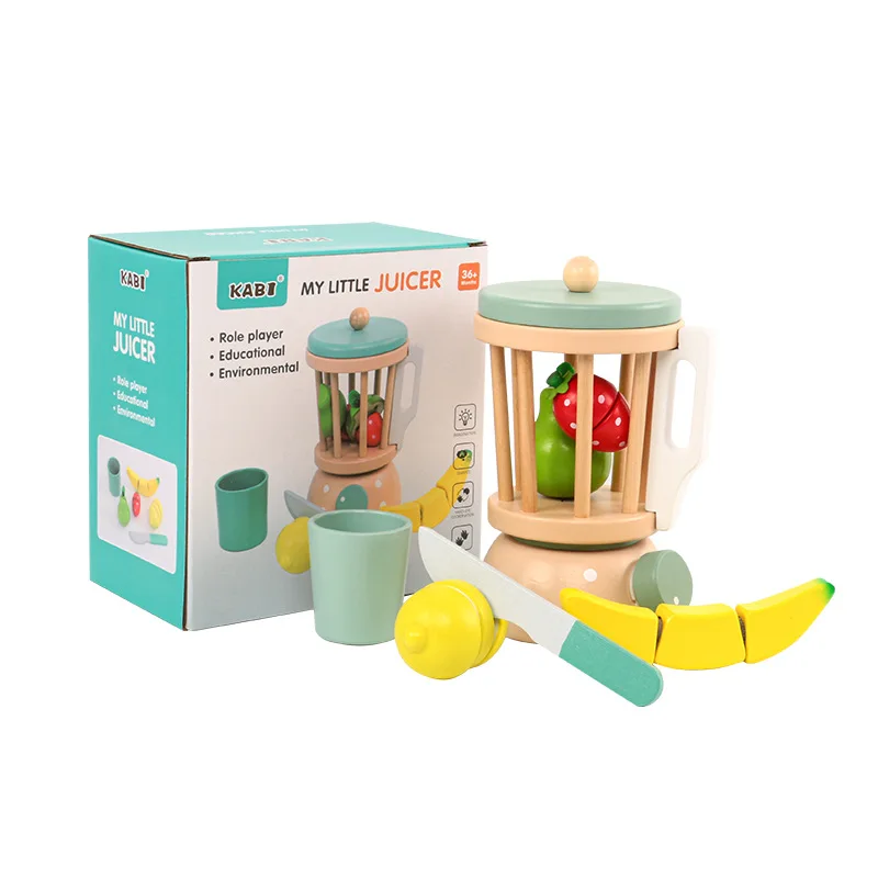 Kids play CPC CE certified kids pretend to make fruit juice simulation wooden fruit vegetable extractor toy kitchen play set toy