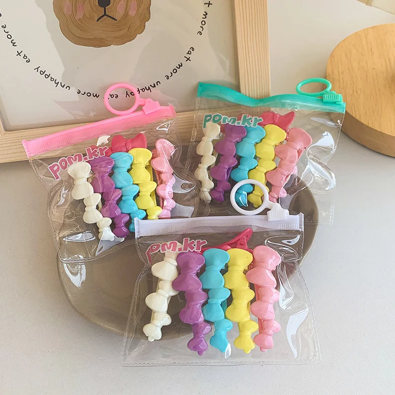 Wholesale Plastic Alligator Hair Sectioning Clips candy color hair bow with elastic band plastic hair bow