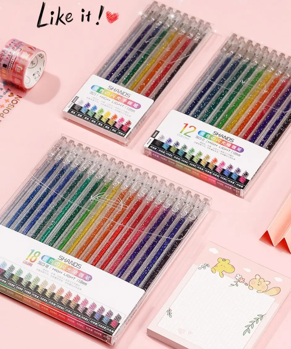 Custom Stationery Students Teeth Whitening Glitter Gel Pen Set