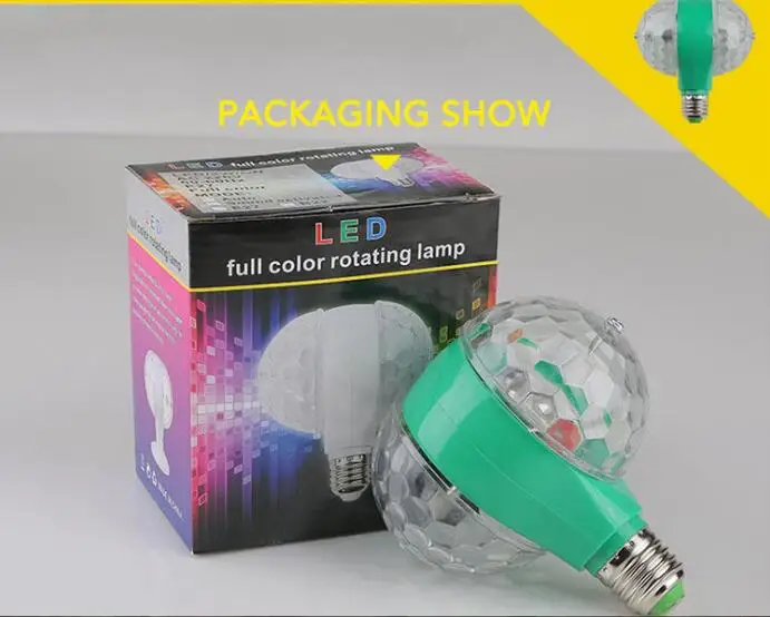  Светодиодная сценическая лампа E27 вращающаяся RGB с двумя головками маленький волшебный шар активация звуком для диджея диско караоке лазерная музыкальная 3