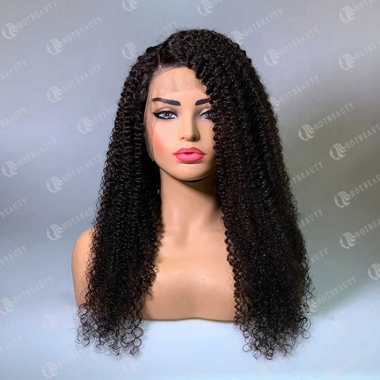 Hot Beauty 13x4 Lace Frontal Curly Wig Afro Kinky Curly Virgin Wholesale 10-30 Inch Brazilian Human Hair Wigs