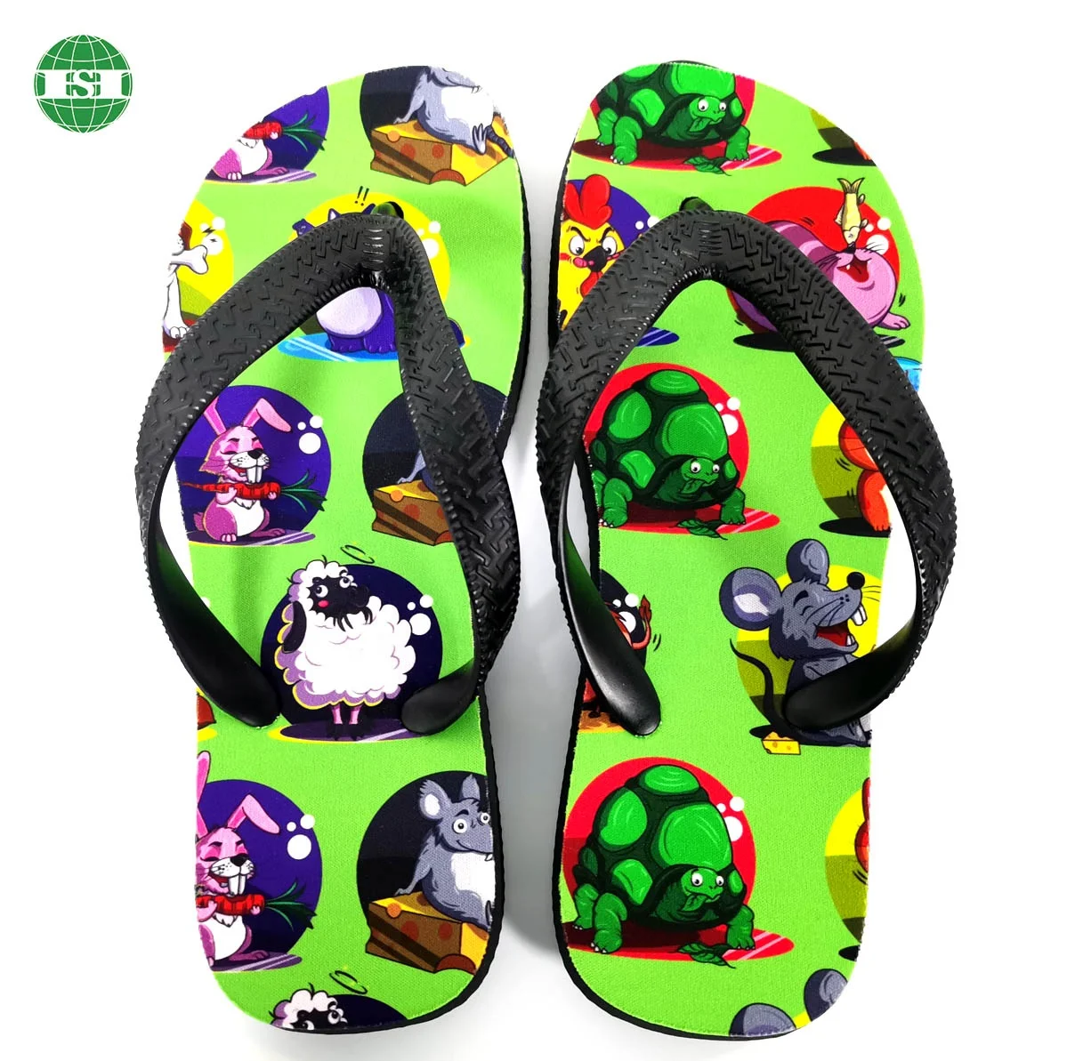 Customized your graphic rubber foam slipper animal sublimation all over printing non-slip flip flops
